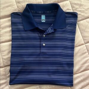 PGA Tour Men's Blue Striped Polo Shirt